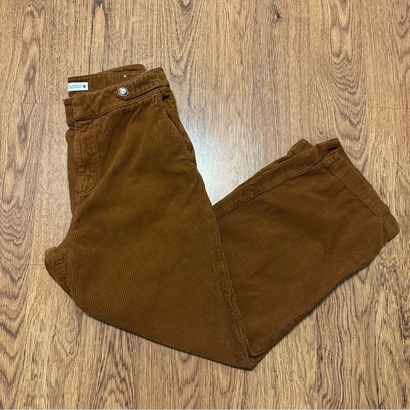 Zara Brown Corduroy Pants Straight-Leg Casual size M casual - Picture 3 of 6